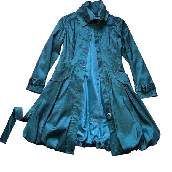 NWT Samuel Dong trench coat bubble dress iridescent XL women - Picture 8 of 12
